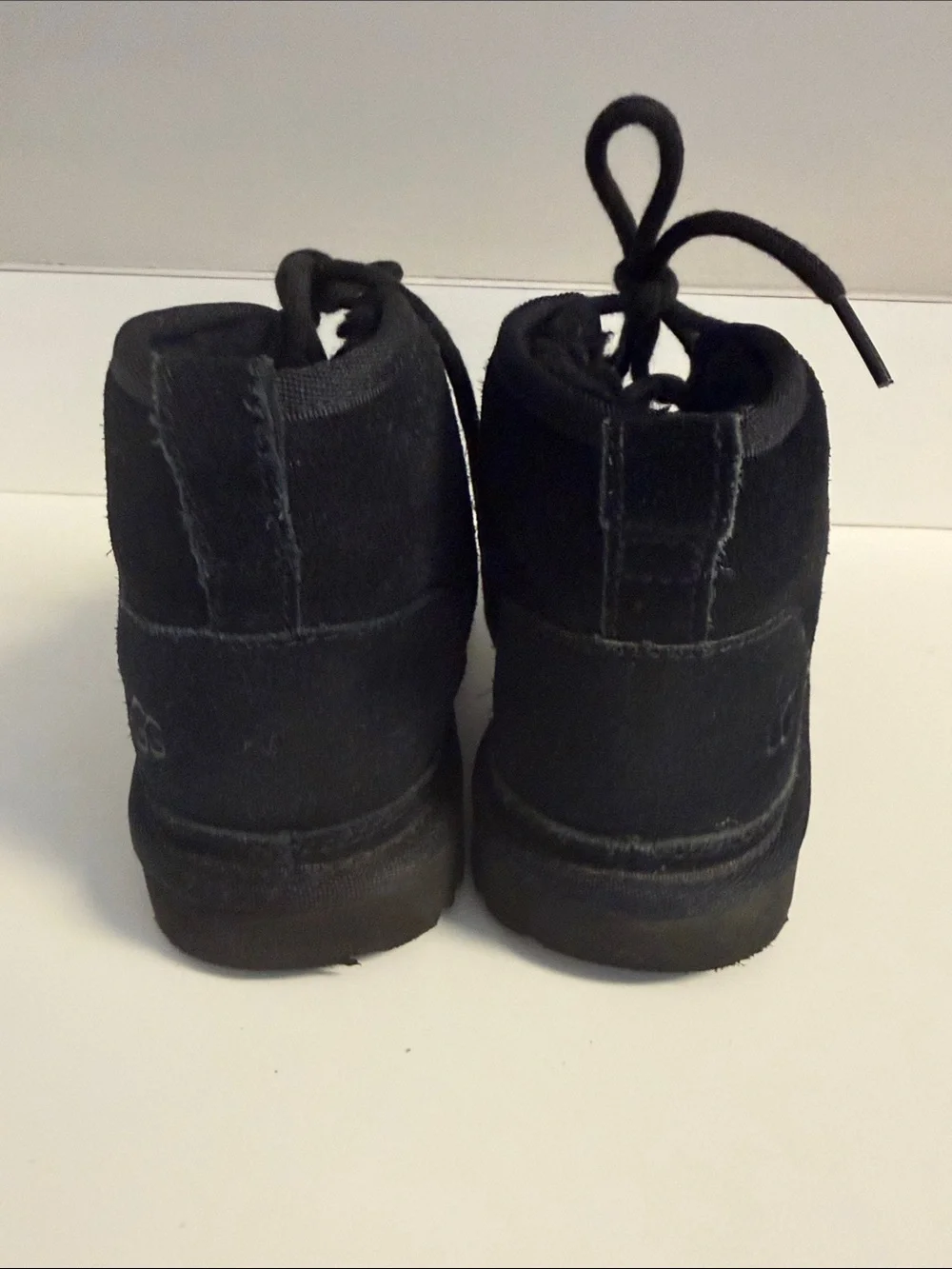 UGG Kids Black Suede Lace-Up Ankle Boots
